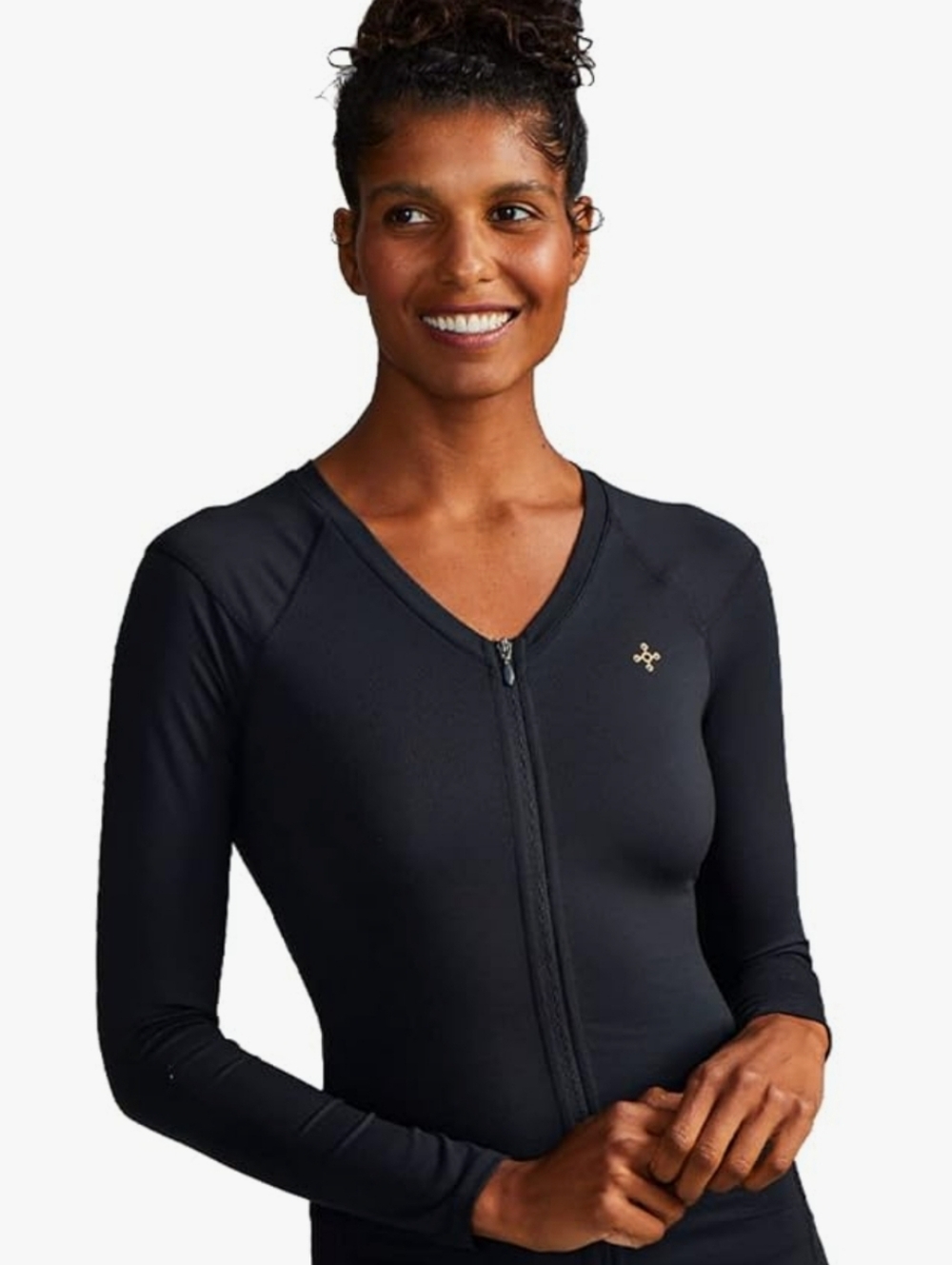 Tommie Copper Shirt Women XXL Black Zip Compression Back Support Shapewear